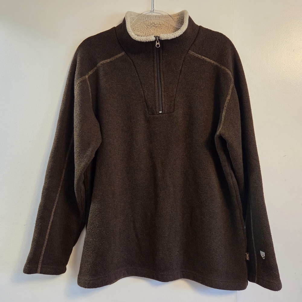 KUHL Mens Alpaca Fleece Brown Quarter Zip Large